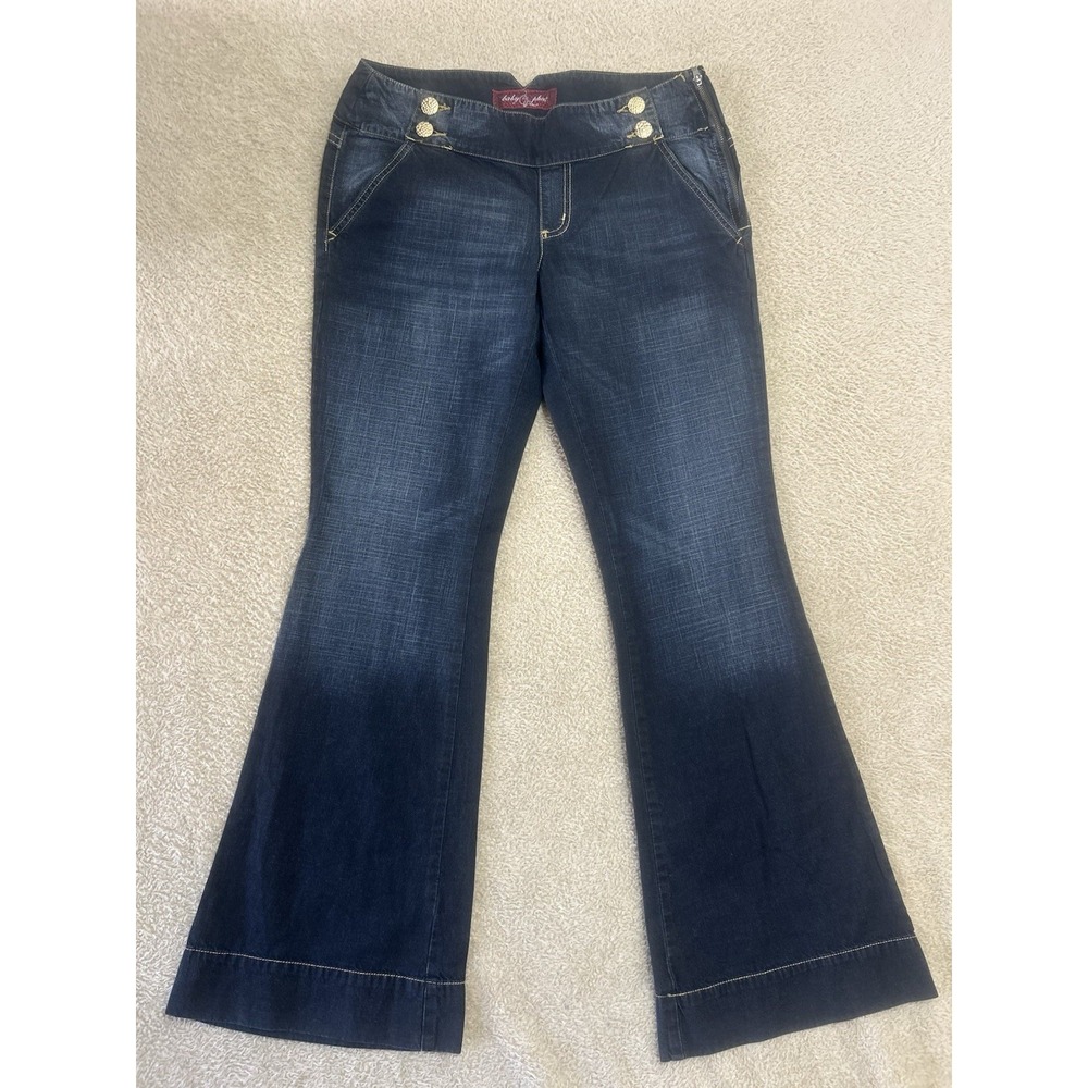 Y2K Baby Phat‎ Jeans Women's 7 Low Rise Flare Zip On Side Button's On Front
